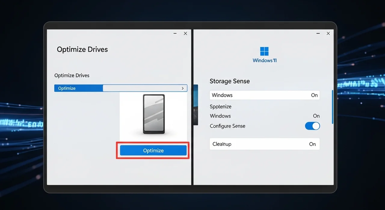 핵심 설정 4: 드라이브 최적화 및 저장 공간 센스 활용