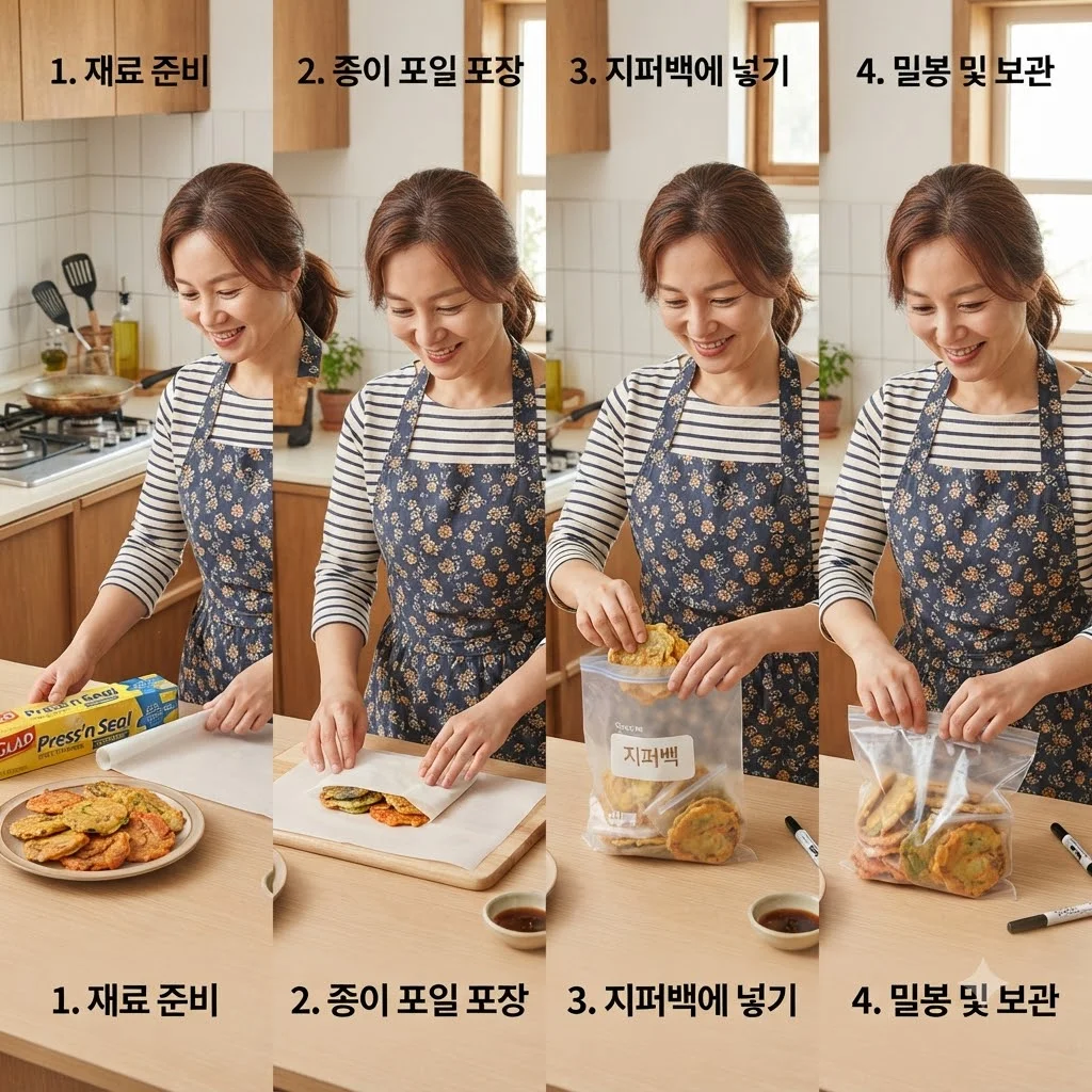 전 상하지 않게 냉동하는 4단계 밀폐법