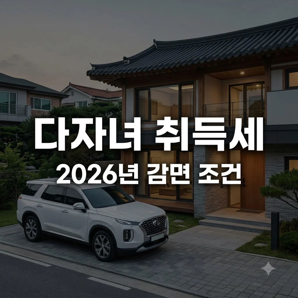 2026년 다자녀 자동차 취득세 감면 조건 및 2자녀 혜택 완벽 정리